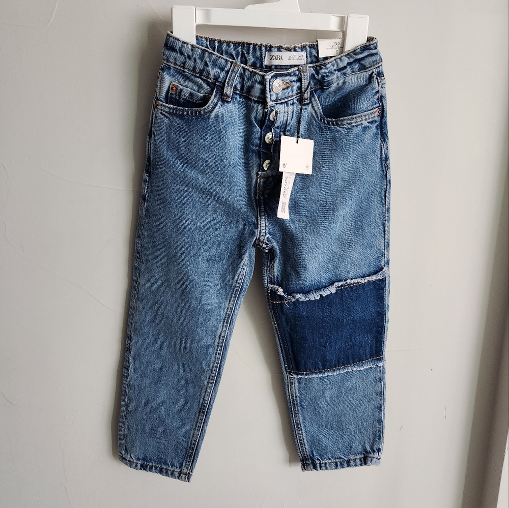 💕✨️NWT ZARA Girl's denim jeans Mom fit size 6 blue wash